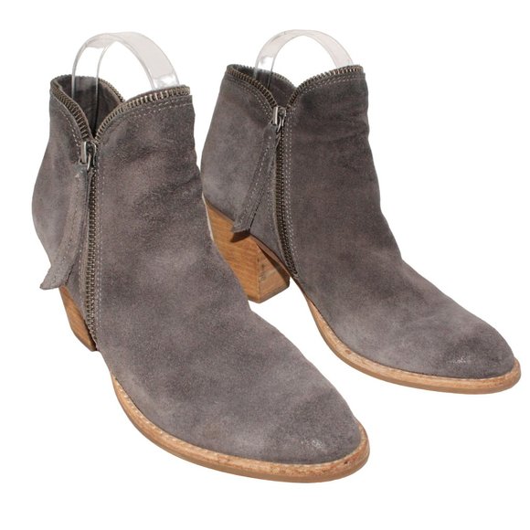 Dolce Vita Grey Leather Suede Womens Sz 7 Booties Ankle Boots Zipper Tassel - Picture 5 of 11